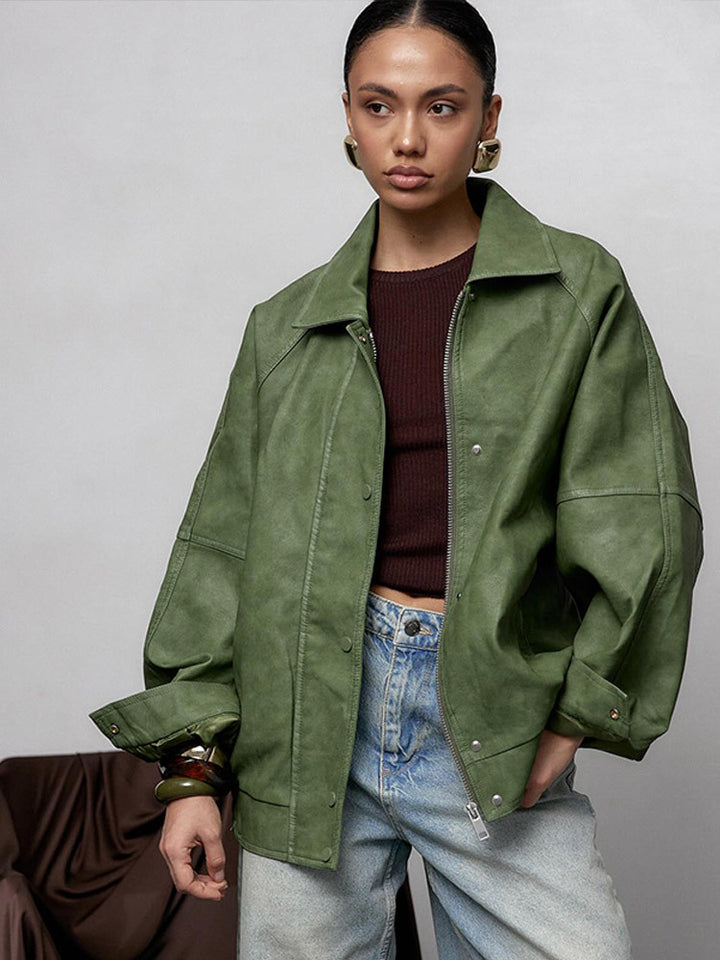 Damen lässige Oversized Jacke aus veganem Wildleder Drune