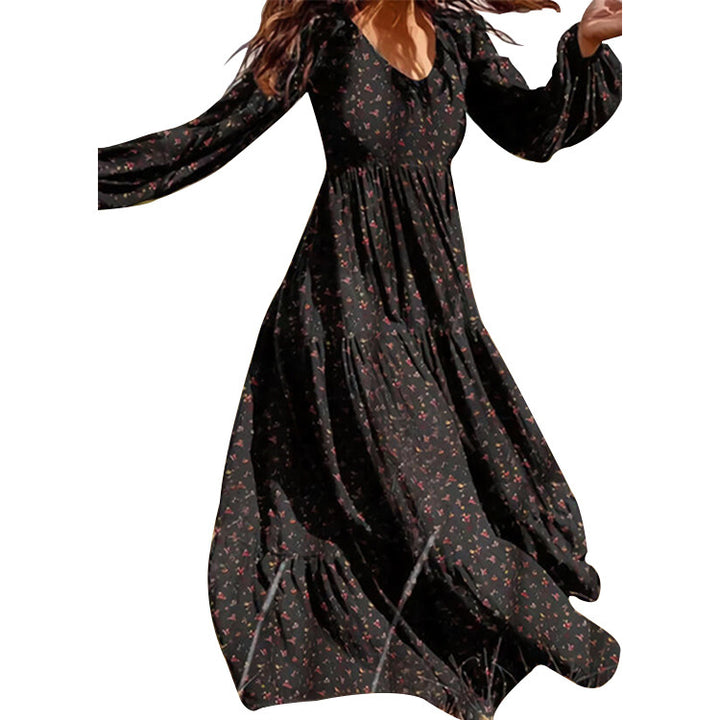 Damen Maxi-Kleid mit raffiniertem V-Ausschnitt und eleganten Rüschendetails Drune