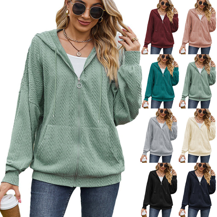 Damen Oversized Kapuzenpullover mit Strukturmuster und praktischen Taschen Drune