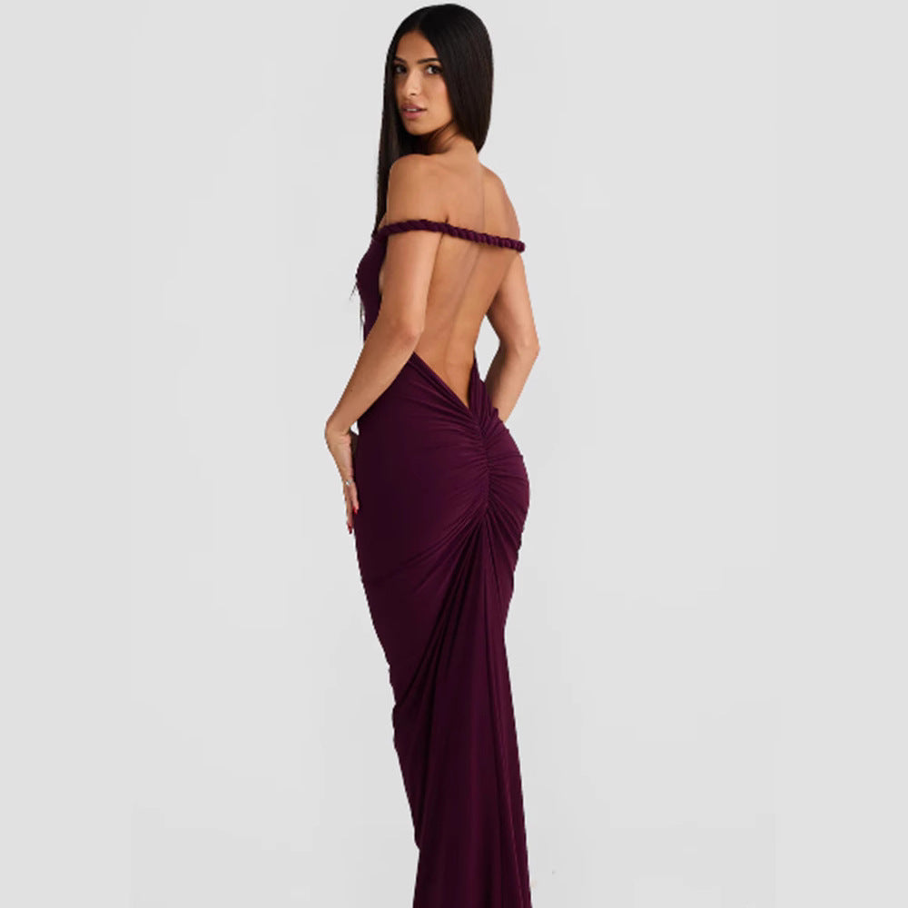 Damen figurbetontes Abendkleid mit elegantem Halterdesign und schwingendem Saum Drune