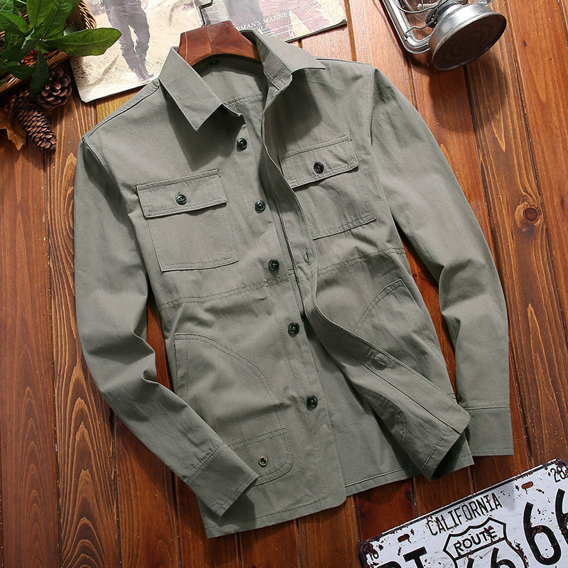 Herren Fieldshirt-Blouson aus robustem Baumwollmix mit Brustpattentaschen Drune
