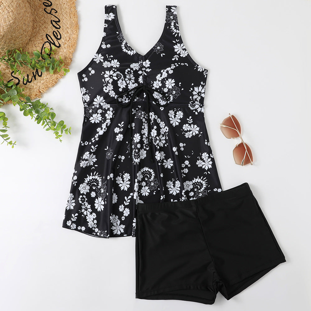 Damen Tankini-Set mit modischem Blumendruck und Rüschen Drune