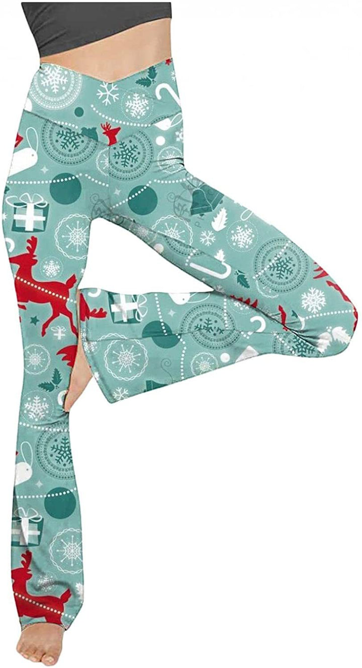 Damen nan taillenhohe Yogahose mit überkreuztem Bund und ausgestelltem Saum mit Schlitz Drune