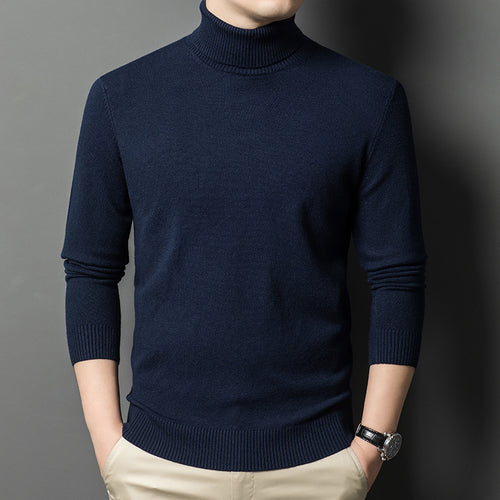 Herren Rollkragenpullover aus hochwertiger Wolle mit strukturierten Details Drune