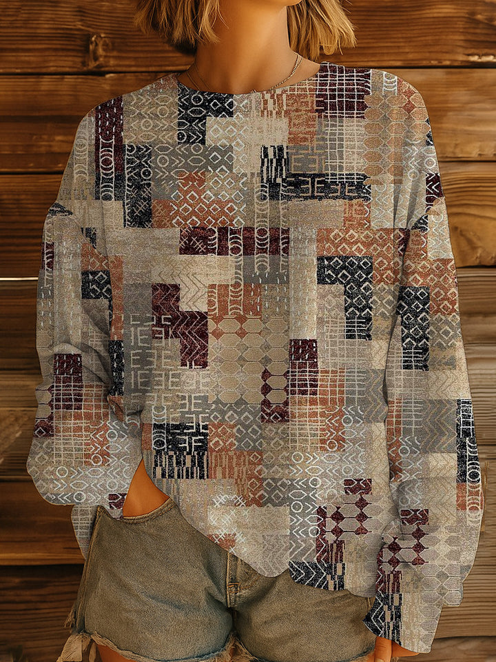 Damen GDrunelümter Oversize-Sweatshirt-Pullover mit Rundhals und Ballonärmeln Drune