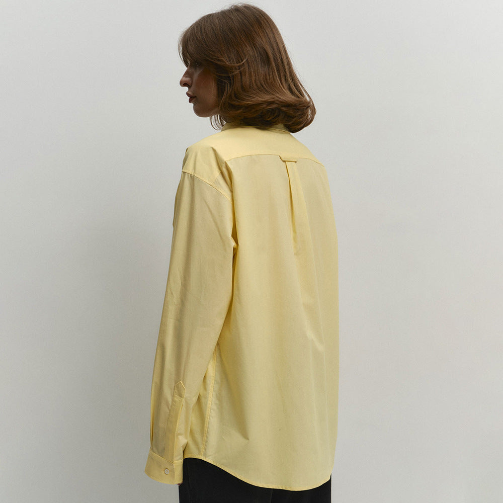 Damen lässige Oversized-Bluse aus hochwertiger Baumwolle mit klassischem Kragen Drune