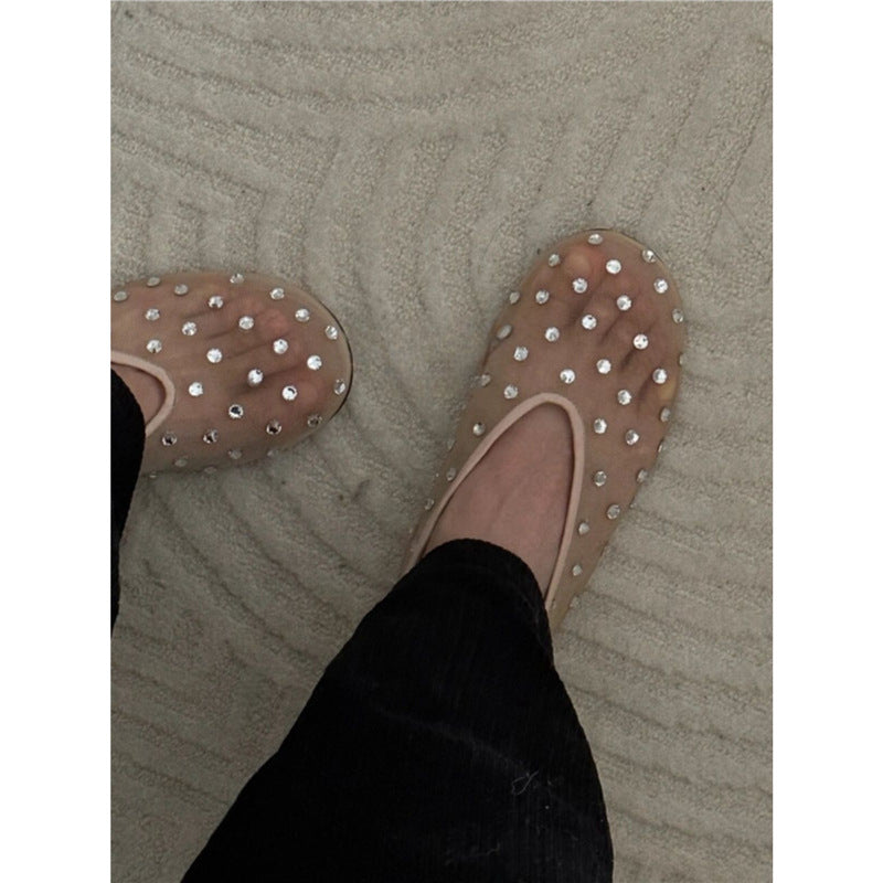 Damen Mesh‑Mules mit Schmucknieten und gepolstertem Komfortfußbett Drune