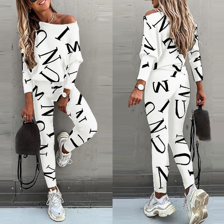 Damen Pyjama-Set mit langärmligem Oberteil und elastischen Hosen Drune