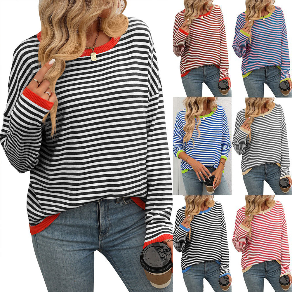 Damen lässiger gestreifter Pullover Drune