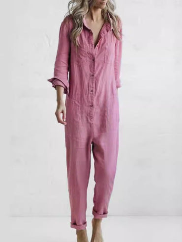 Drune | Damen Utility Jumpsuit mit Langen Ärmeln und Taschen