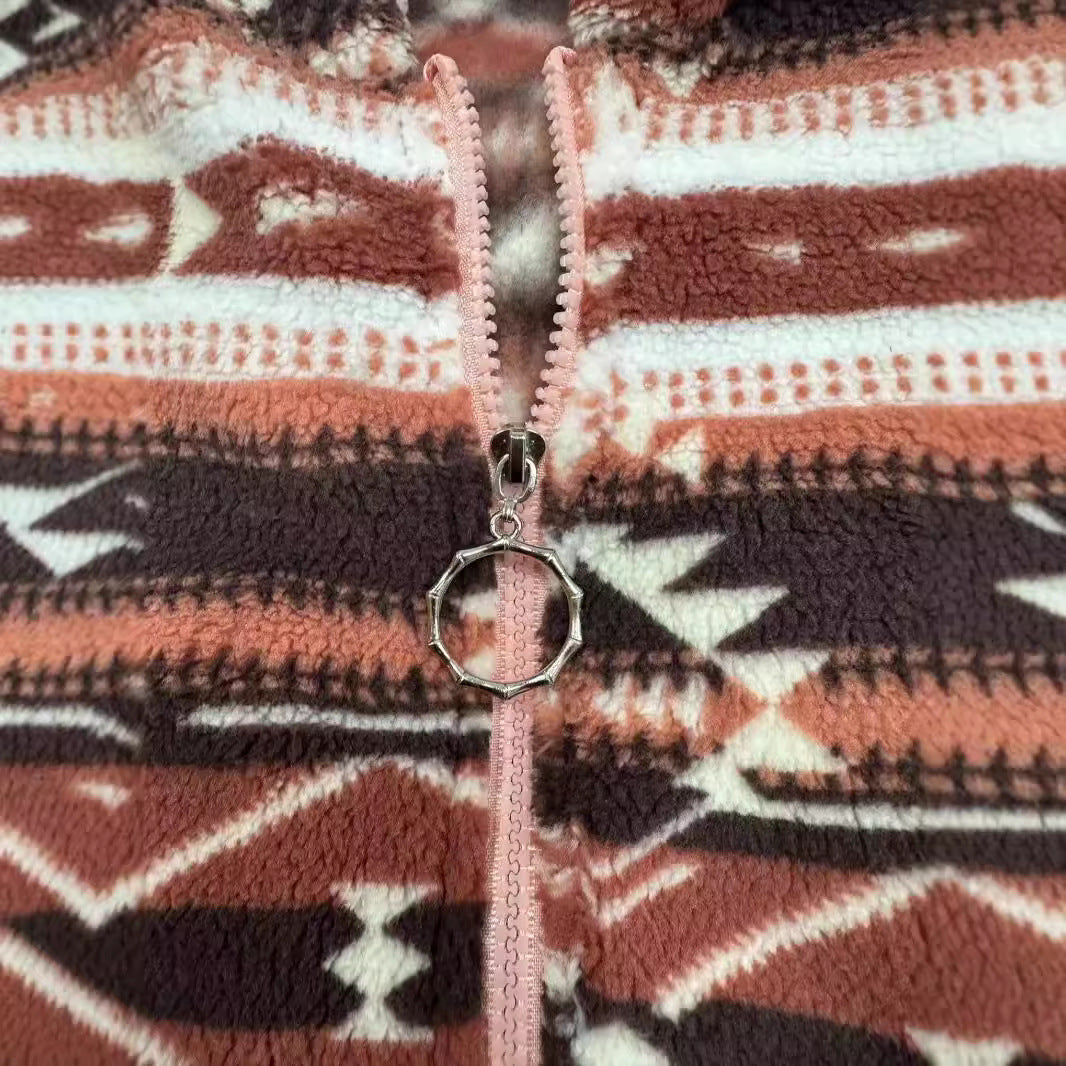 Damen Fleecejacke mit geometrischem Muster und hochwertiger Verarbeitung Drune