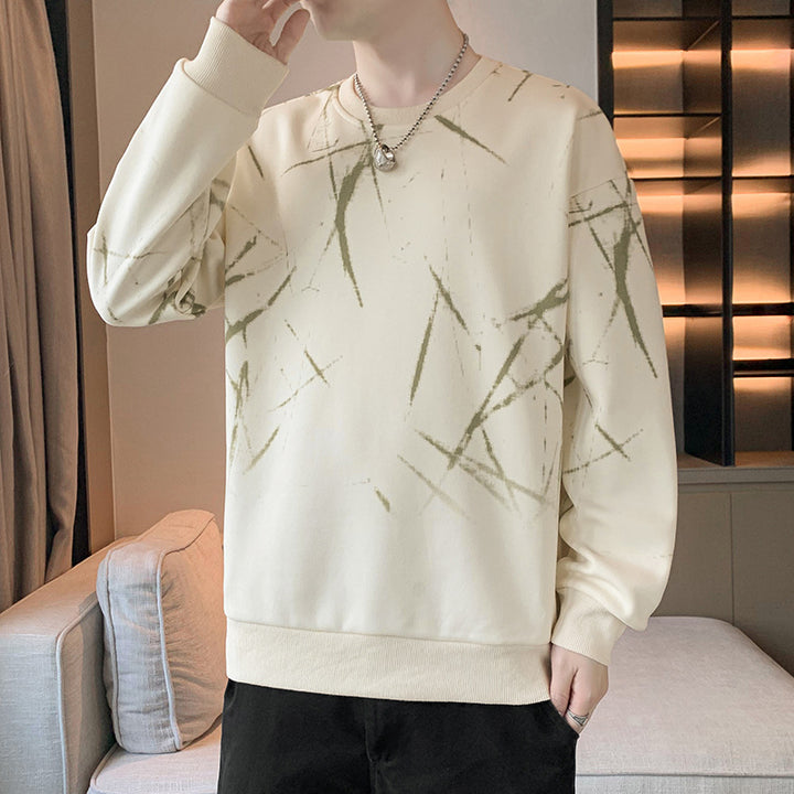 Herren Sweatshirt mit abstraktem Print, Rundhalsausschnitt und relaxed Fit Drune