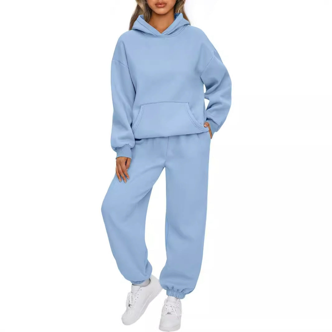 Damen nan Oversized Hoodie- und Jogginghose-Set aus weicher Baumwollmischung Drune