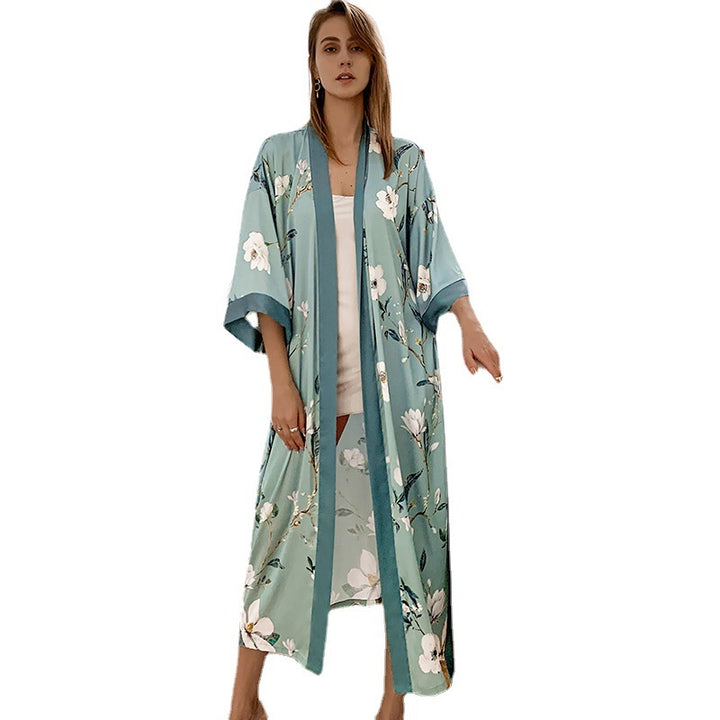 Damen Kimono-Robe mit zartem Blumenmuster und fließendem Schnitt Drune