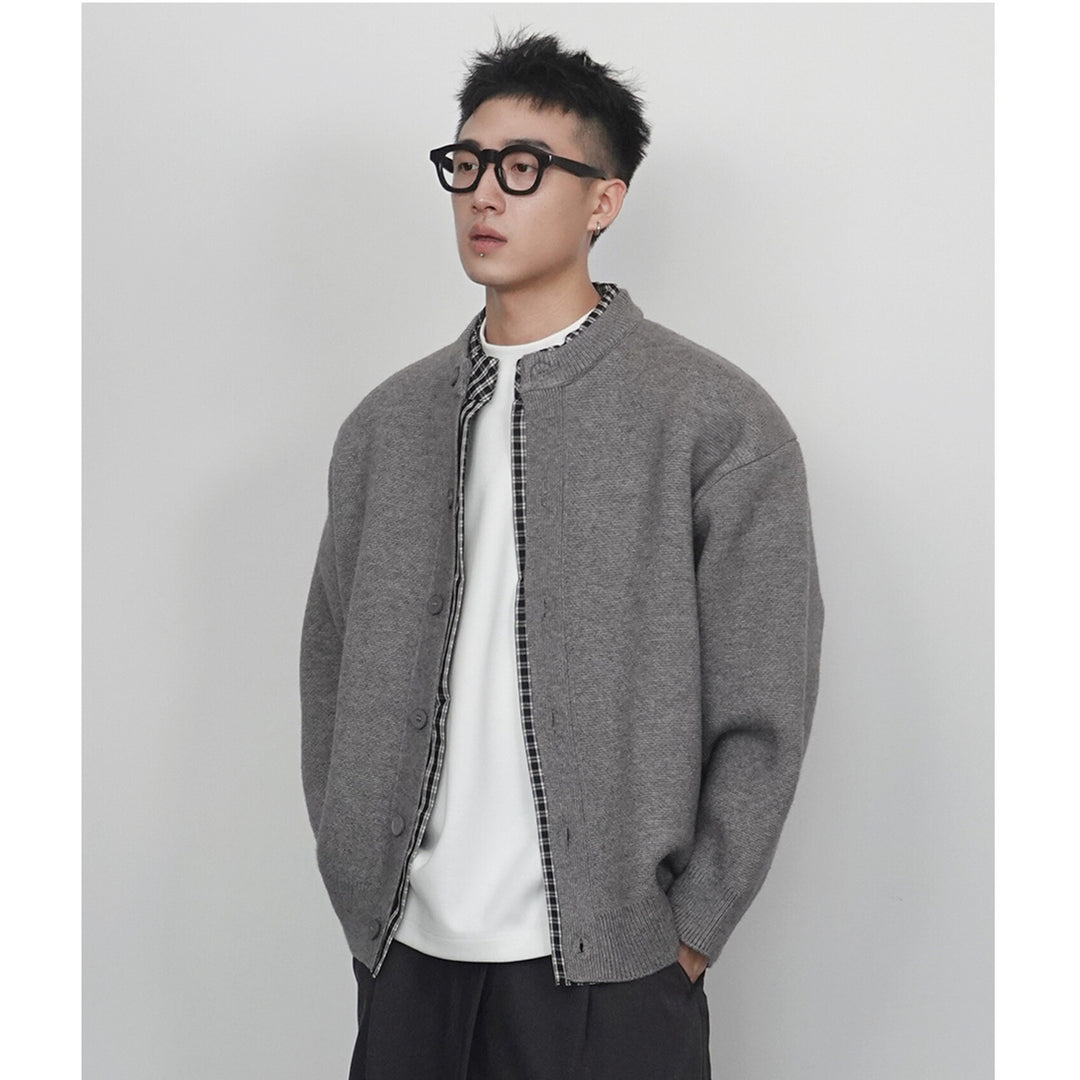 Herren Modische Strickjacke mit Knopfverschluss Drune