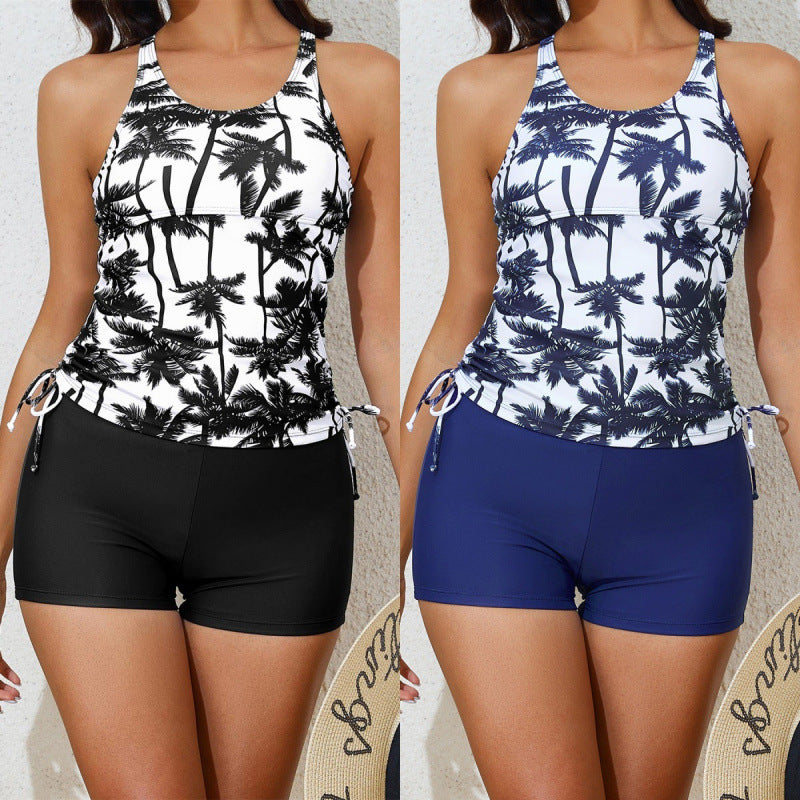 Damen Tankini-Set mit verstellbaren Trägern und modernen Palmendruck Drune