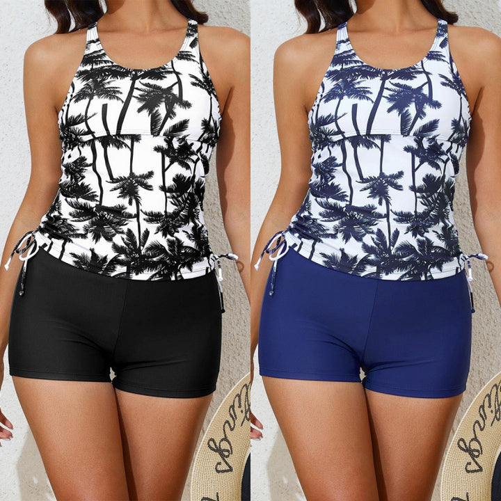 Damen Tankini-Set mit verstellbaren Trägern und modernen Palmendruck Drune