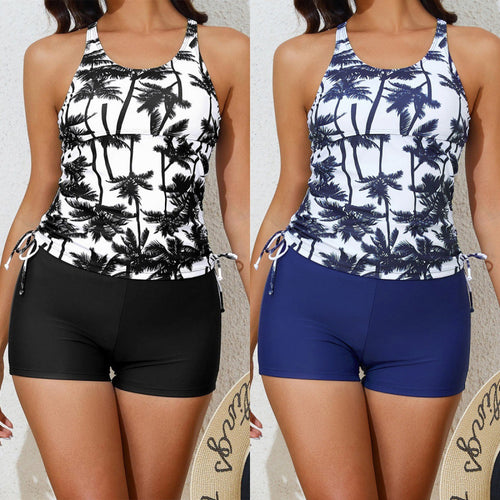 Damen Tankini-Set mit verstellbaren Trägern und modernen Palmendruck Drune