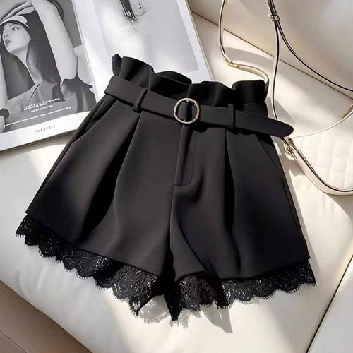 Damen Modische Shorts mit Spitzenbesatz Drune