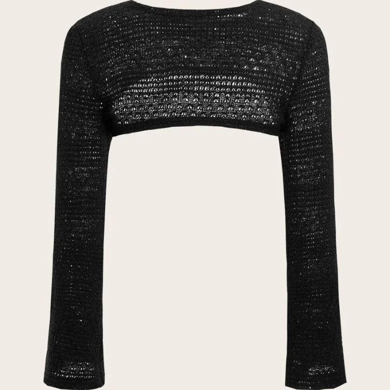 Damen Cropped Stricktop Drune