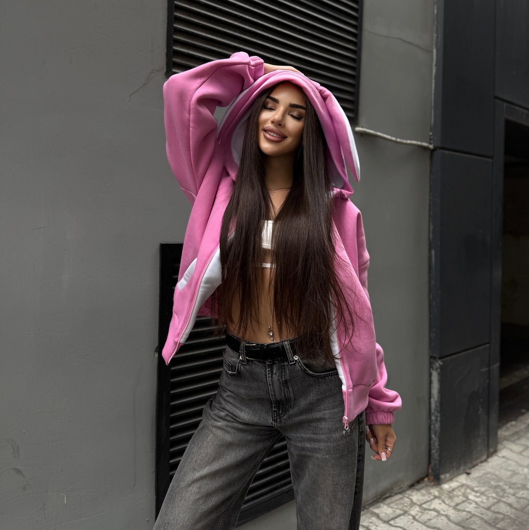 Damen Hoodie mit Hasenohren und oversized Schnitt Drune