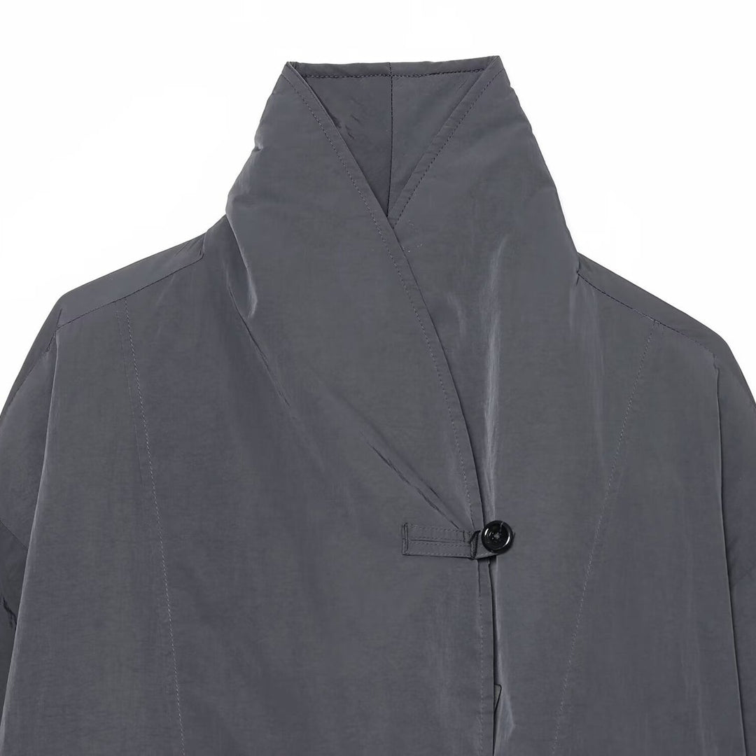 Damen Leichte Cropped Nylonjacke mit hohem Funnelkragen, Oversize-Schnitt und elastischen Bündchen Drune