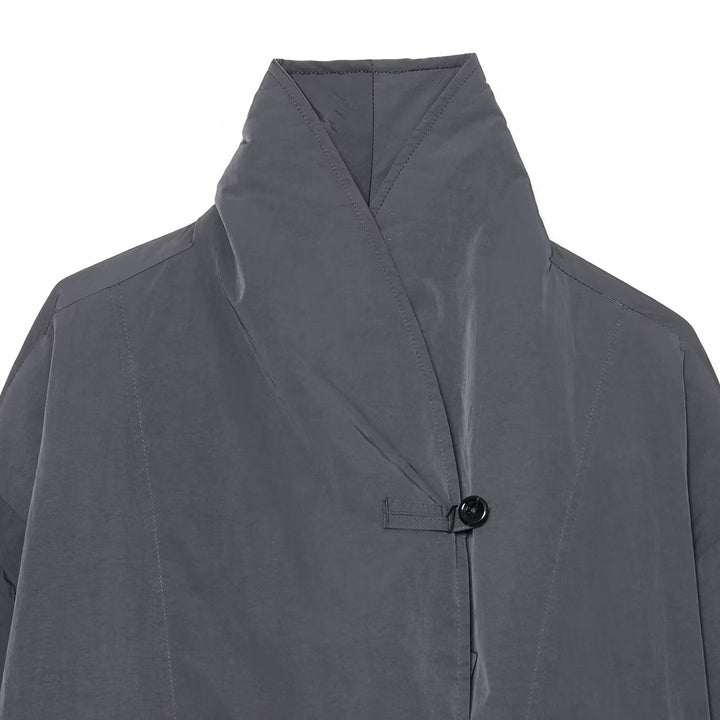 Damen Leichte Cropped Nylonjacke mit hohem Funnelkragen, Oversize-Schnitt und elastischen Bündchen Drune