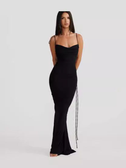 Damen Elegantes Wickelkleid mit tiefem Rückenausschnitt und zarten Bindebändern Drune