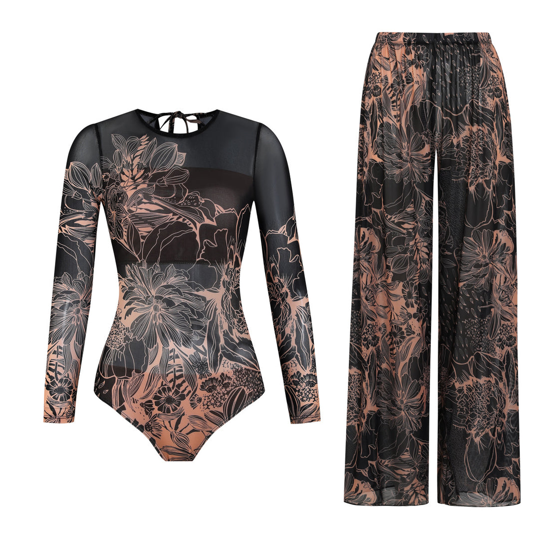 Damen Palazzo-Hose mit floralem Design und elastischem Bund Drune