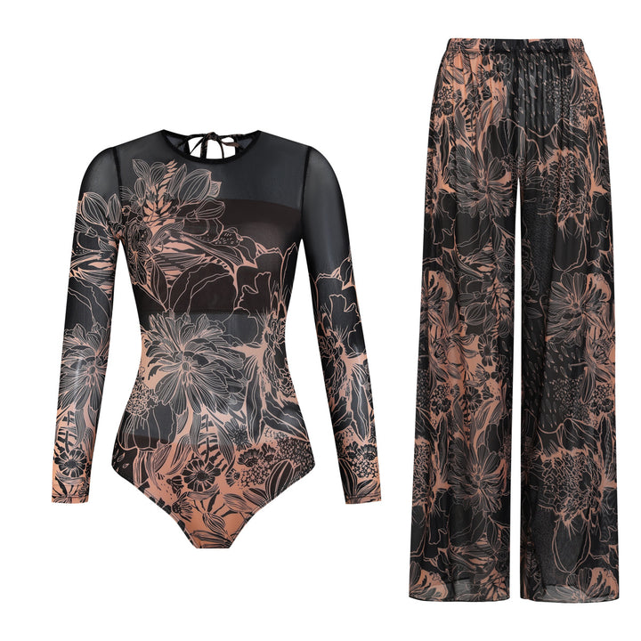 Damen Palazzo-Hose mit floralem Design und elastischem Bund Drune