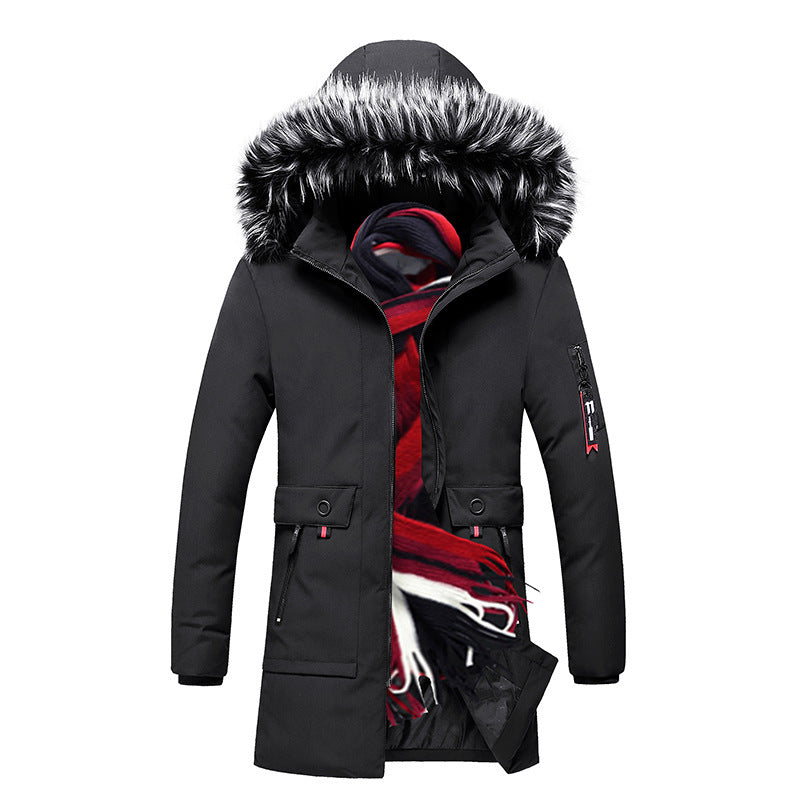 Herren Parka mit Kunstfellkapuze und thermischer Isolierung sowie Multifunktions-Taschen Drune