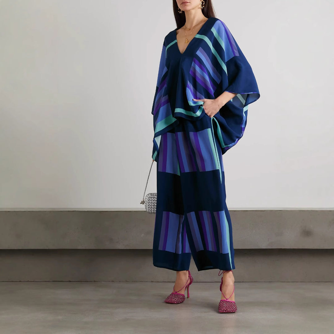 Damen Freizeit Set mit elegantem Schnitt und modernen Streifen Drune
