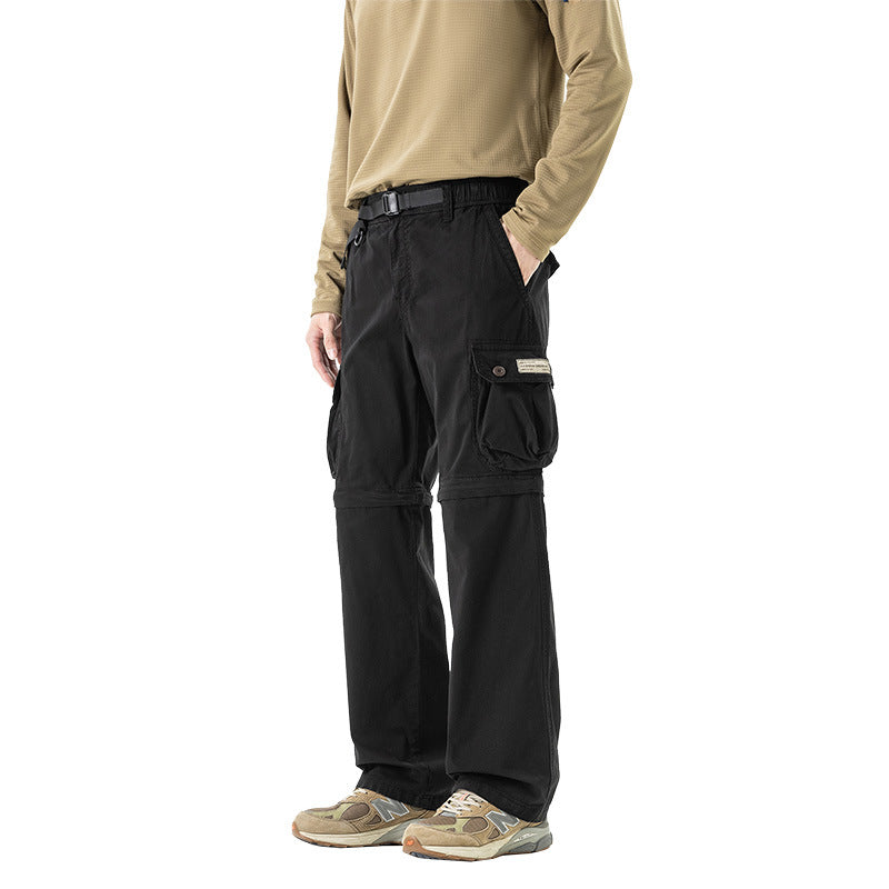 Herren Abnehmbare Cargo-Zip-Hose mit Reißverschluss-Bein, Multifachtaschen und integriertem Gürtel Drune