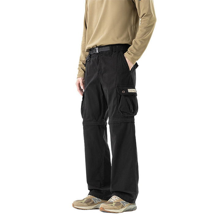 Herren Abnehmbare Cargo-Zip-Hose mit Reißverschluss-Bein, Multifachtaschen und integriertem Gürtel Drune