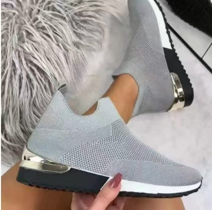 Damen Atmungsaktive Slip-On Sneaker mit trendiger Textiloberfläche und elastischem Kragen Drune