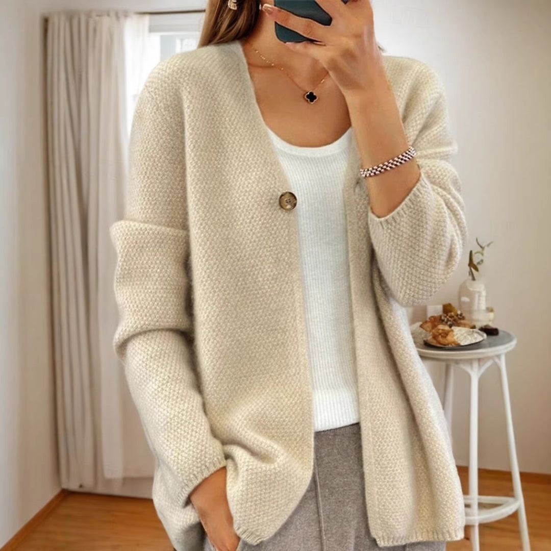 Damen nan strukturierter Strickcardigan mit V-Ausschnitt und verdeckter Knopfleiste Drune