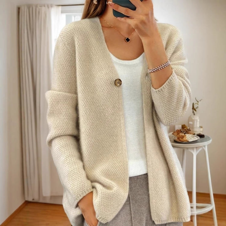 Damen nan strukturierter Strickcardigan mit V-Ausschnitt und verdeckter Knopfleiste Drune