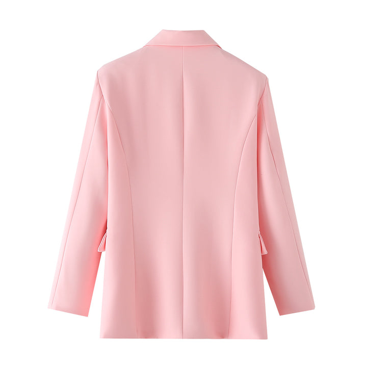 Damen nan eleganter Langblazer mit dekorativen Knotenverschlüssen und Pattentaschen Drune