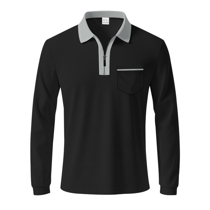 Herren Langarm-Polo mit Reißverschluss und Brusttasche Drune