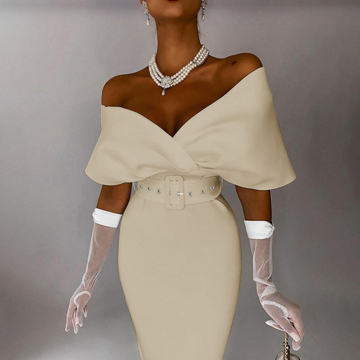 Drune | Off-Shoulder Tailliertes Kleid mit Gürtel