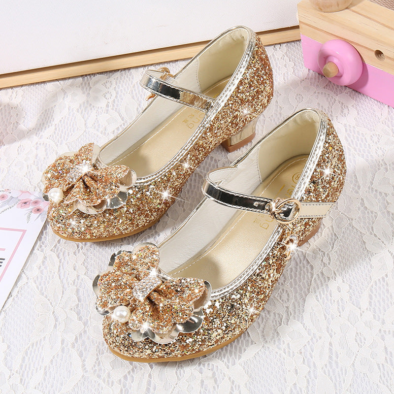 Mädchen Glitzernde Ballerinas mit Schleifenapplikation Drune