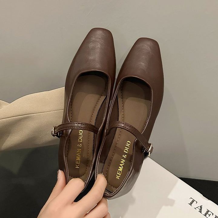 Damen elegante Mary Jane Ballerinas mit klassischem Riemchen und komfortablem Fußbett Drune