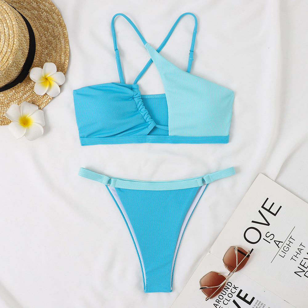 Damen Zweiteiliges Bikini-Set mit asymmetrischem Design Drune