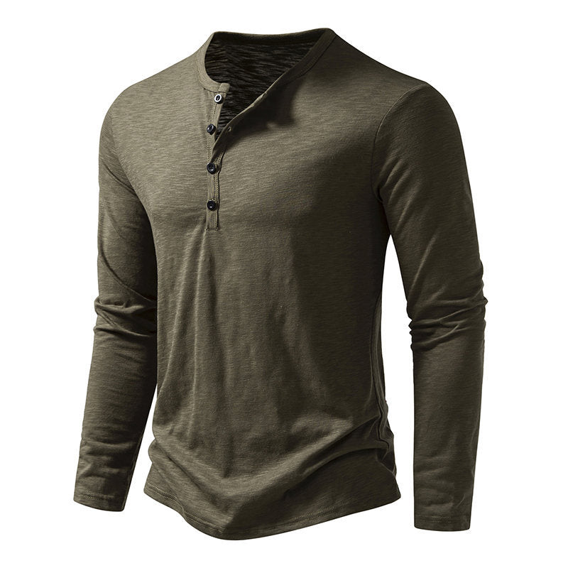 Herren Langarmshirt mit knopflosem V-Ausschnitt und atmungsaktivem Stoff Drune