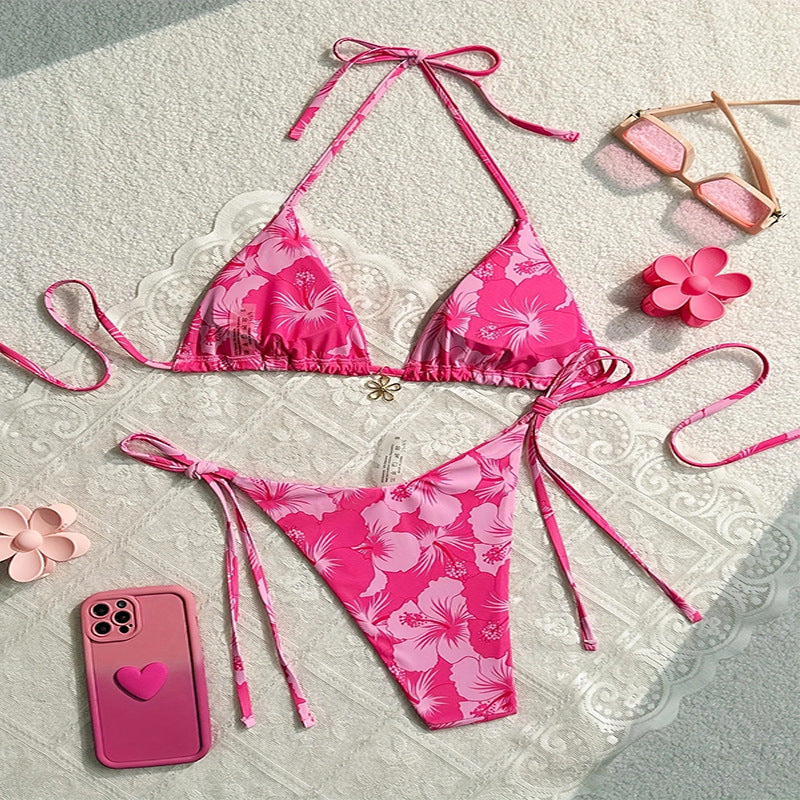 Damen Floral Triangel-Bikini mit verstellbaren Trägern Drune