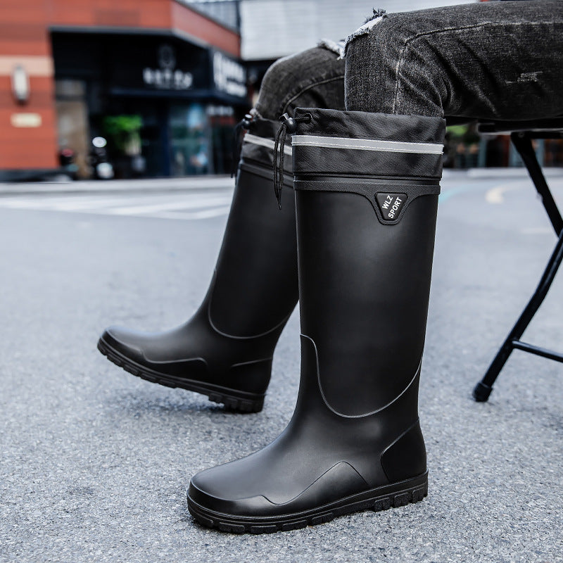 Herren Wasserdichte knielange Gummistiefel mit rutschfester Profil-Laufsohle und ergonomischem Fußbett Drune