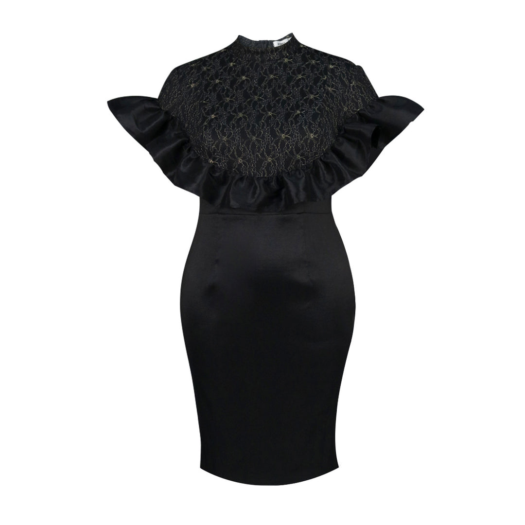 Damen Elegantes Kleid mit Rüschenausschnitt Drune