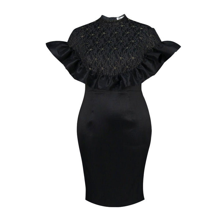Damen Elegantes Kleid mit Rüschenausschnitt Drune