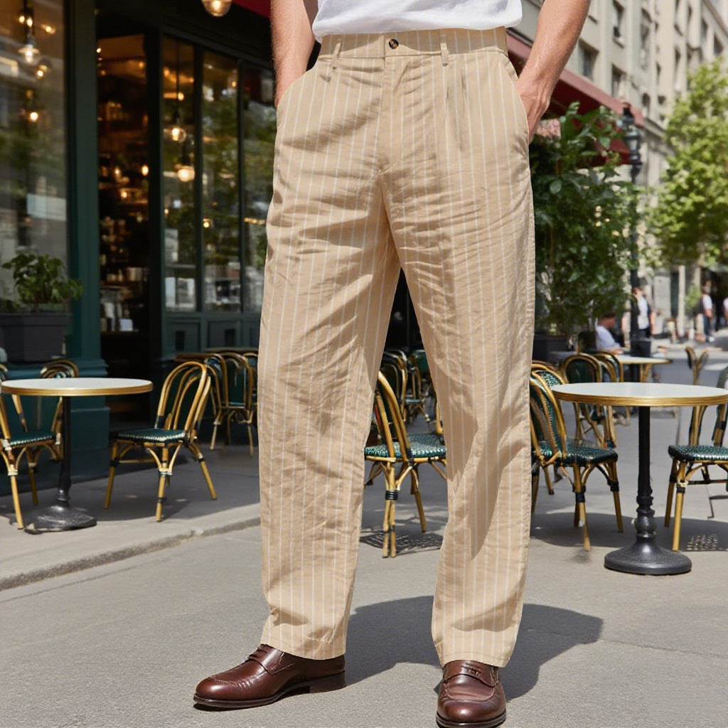 Herren Elegante Anzughose mit vertikalen Streifen Drune
