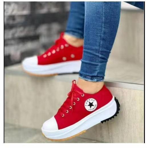Damen  retro-inspirierte Canvas-Plateau-Sneaker mit verstärkter Zehenkappe und griffiger Profilsohle Drune